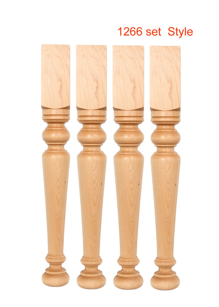 Turned wooden Table Legs set of 4