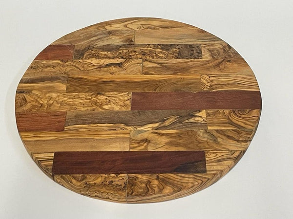 Round Rustic Olive Wood - Kitchen Chopping Board for Rustic Cheeses -Professional Chopping Board - for Cured Meats, Vegetables
