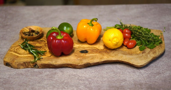 Rustic Olive Wood Chopping Board - Kitchen Chopping Board for Rustic Cheeses - Large Professional - Chopping Board for Cured Meats