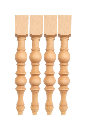 Hand turned Dining Table Legs - Set  of four - TABLELEGSHOP